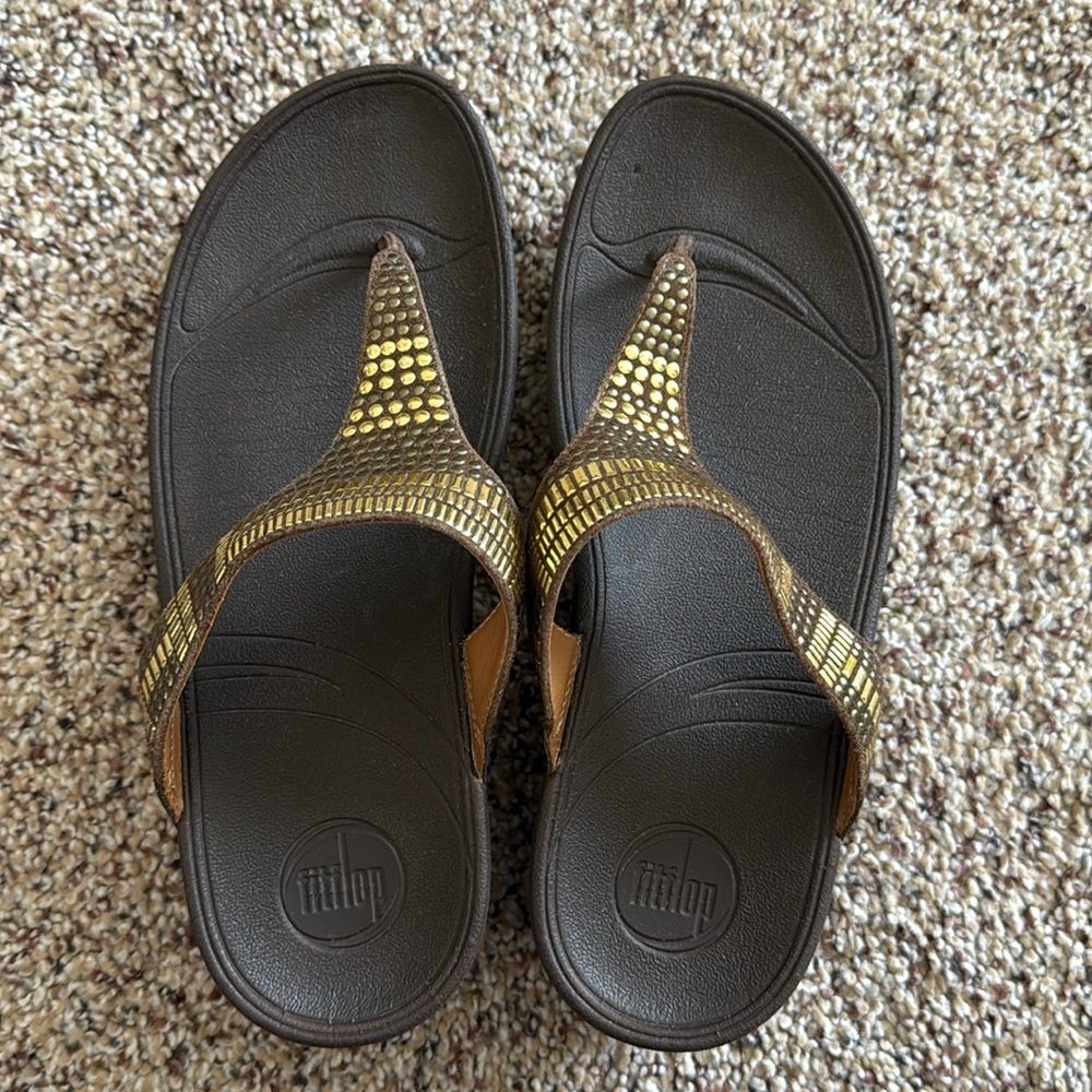 EUC Fitflop Women Sandals Genuine Leather Size US 7 Brown